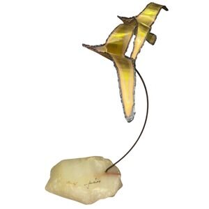 VINTAGE Mid Century MARIO JASON SCULPTURE FLYING SEAGULLS ONYX BASE 1970's